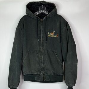 Vintage Swingster Golden Harvest Green Hooded Canvas Duck Jacket Size Large